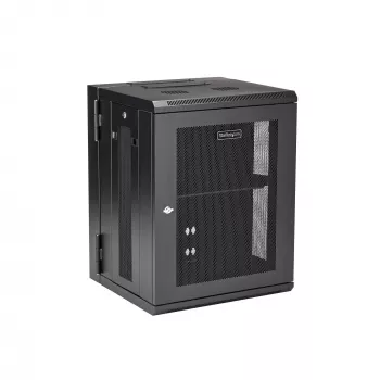 StarTech.com Armadio di rete a parete 4 montanti 15U con ripiano 1U, armadio server a parete pieghevole 19 pollici per dispositivi dati/AV/elettronica/computer, case rack ventilato flessibile
