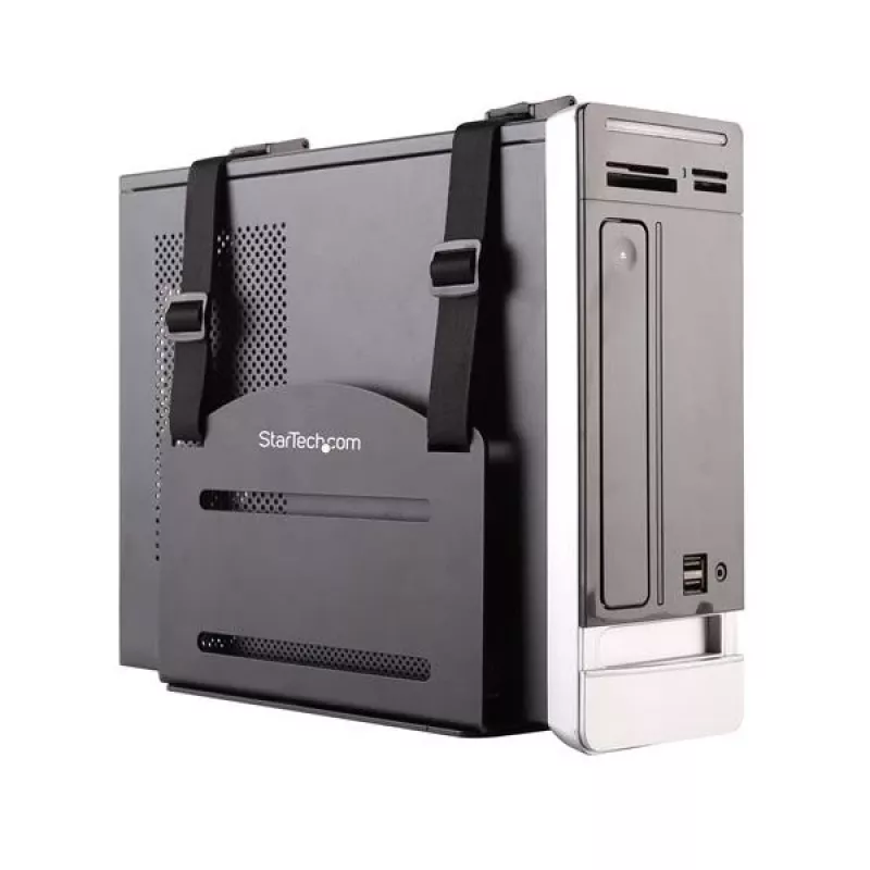 StarTech.com Supporto CPU – supporto computer a parete regolabile, supporto CPU a parete, universale, 10 kg, nero, acciaio, verticale