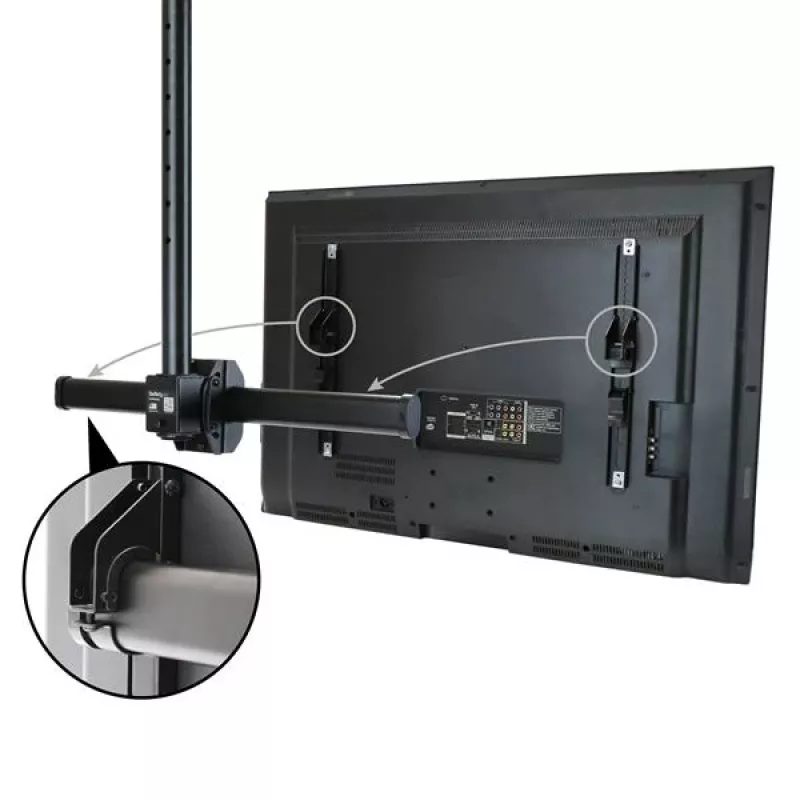 StarTech.com Supporto TV a soffitto – supporto sospeso universale completamente orientabile per un display con asta telescopica corta regolabile – inclinazione/rotazione – attacco VESA per display 32–75 pollici