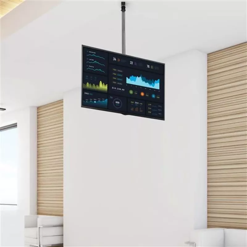 StarTech.com Supporto TV a soffitto – supporto sospeso universale completamente orientabile per un display con asta telescopica lunga regolabile – inclinazione / rotazione – attacco VESA per display 32-75 pollici