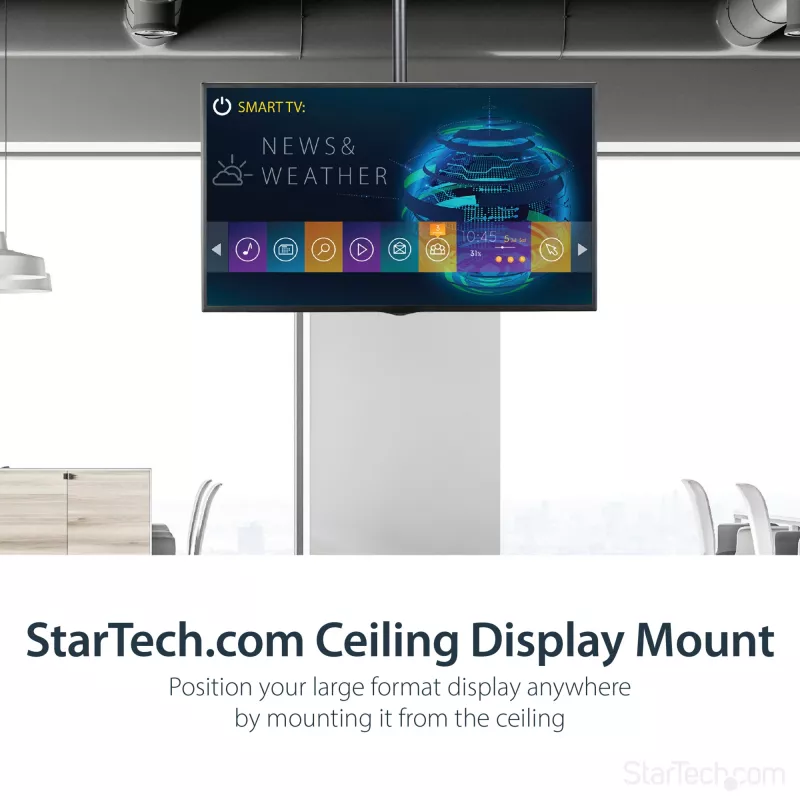 StarTech.com Supporto TV a soffitto – supporto sospeso universale completamente orientabile per un display con asta telescopica lunga regolabile – inclinazione / rotazione – attacco VESA per display 32-75 pollici
