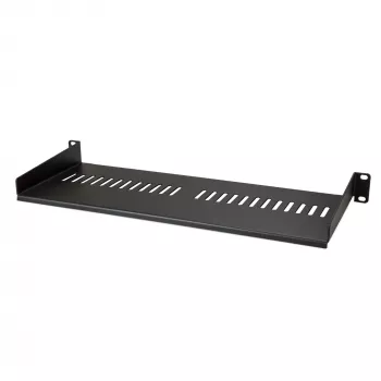 StarTech.com Ripiano rack server 1U – vassoio a sbalzo ventilato universale per rack e armadio di rete 19 pollici – robusta costruzione in acciaio – portata 44 lb/20 kg – ripiano profondo 7 pollici, nero