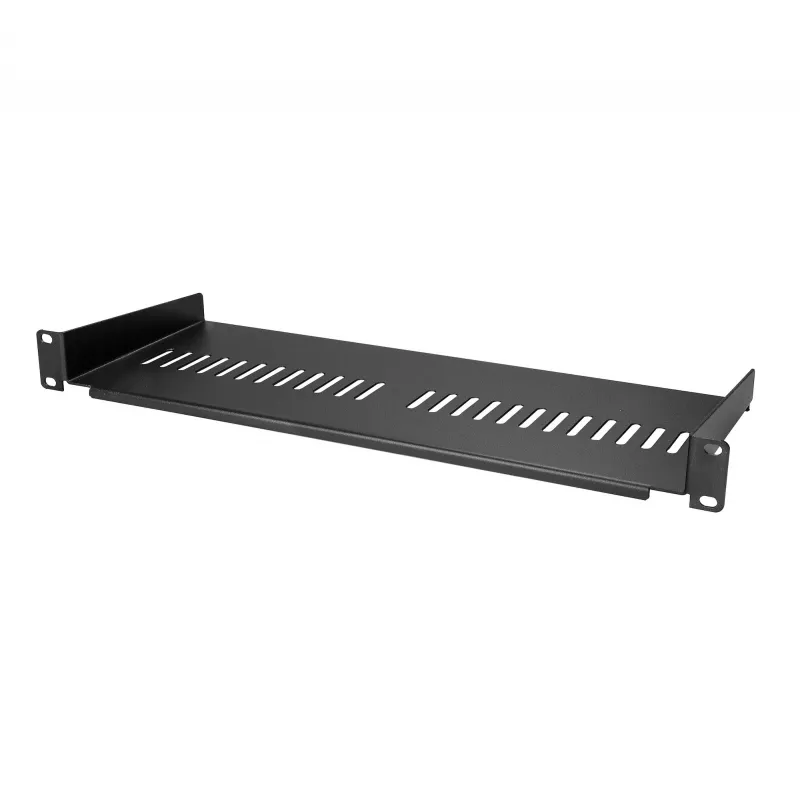 StarTech.com Ripiano rack server 1U – vassoio a sbalzo ventilato universale per rack e armadio di rete 19 pollici – robusta costruzione in acciaio – portata 44 lb/20 kg – ripiano profondo 7 pollici, nero