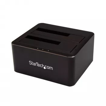 StarTech.com Docking station per dischi fissi USB 3.0 a SATA dual-bay, dock dischi fissi USB, docking station esterna SSD/HDD SATA I/II/III 2,5/3,5 pollici, vani dischi hot-swap, caricamento dall'alto