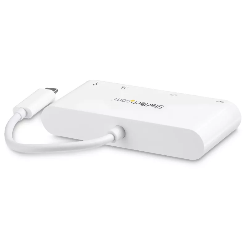 StarTech.com Adattatore multiporta USB-C – adattatore video USB-C a DVI-D (digitale) con ricarica passante Power Delivery 60 W, GbE, USB-A – mini docking station portatile per laptop USB Type-C/Thunderbolt 3
