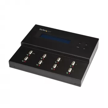 StarTech.com Duplicatore e cancellatore USB per chiavette USB autonomo 1-a-7, copiatore multi-USB flash drive, copia di sistema e file e dell'intera unità a 1,5 GB/min, cancellazione singola e a 3 passaggi, display LCD – TAA