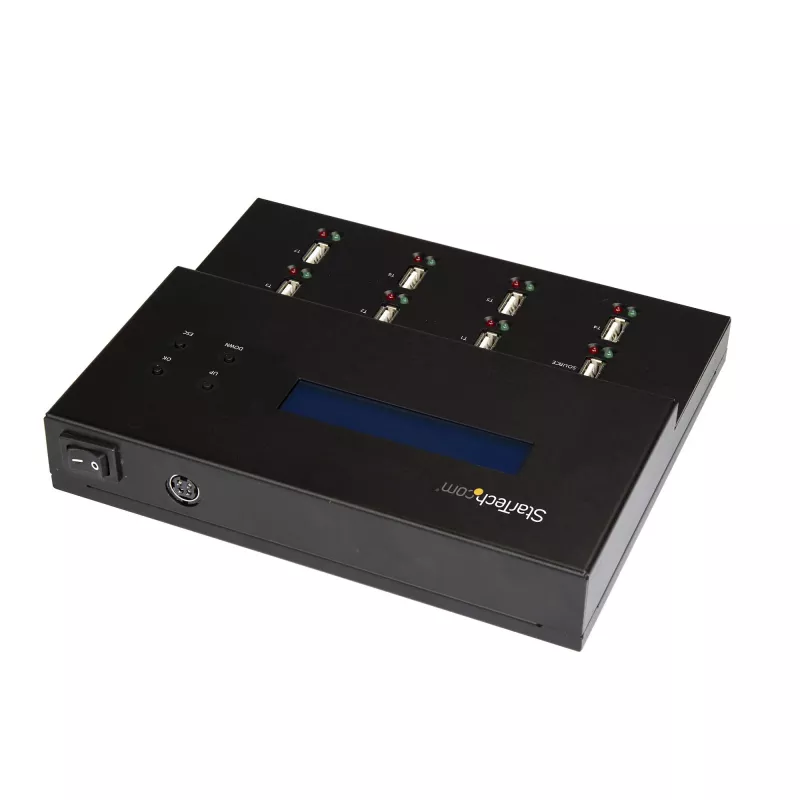 StarTech.com Duplicatore e cancellatore USB per chiavette USB autonomo 1-a-7, copiatore multi-USB flash drive, copia di sistema e file e dell'intera unità a 1,5 GB/min, cancellazione singola e a 3 passaggi, display LCD – TAA