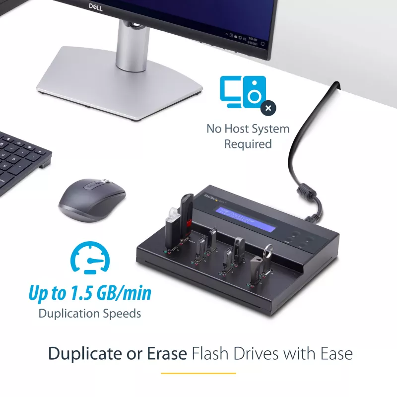 StarTech.com Duplicatore e cancellatore USB per chiavette USB autonomo 1-a-7, copiatore multi-USB flash drive, copia di sistema e file e dell'intera unità a 1,5 GB/min, cancellazione singola e a 3 passaggi, display LCD – TAA