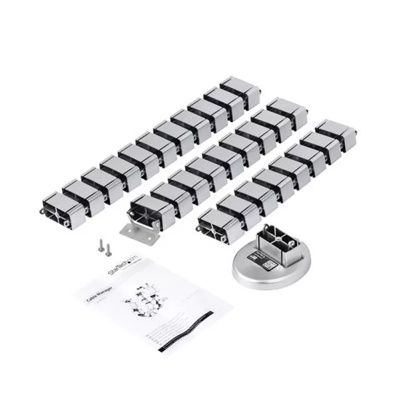 StarTech.com Spine per gestione cavi, guaina per cavi, scrivania, plastica, acciaio, argento