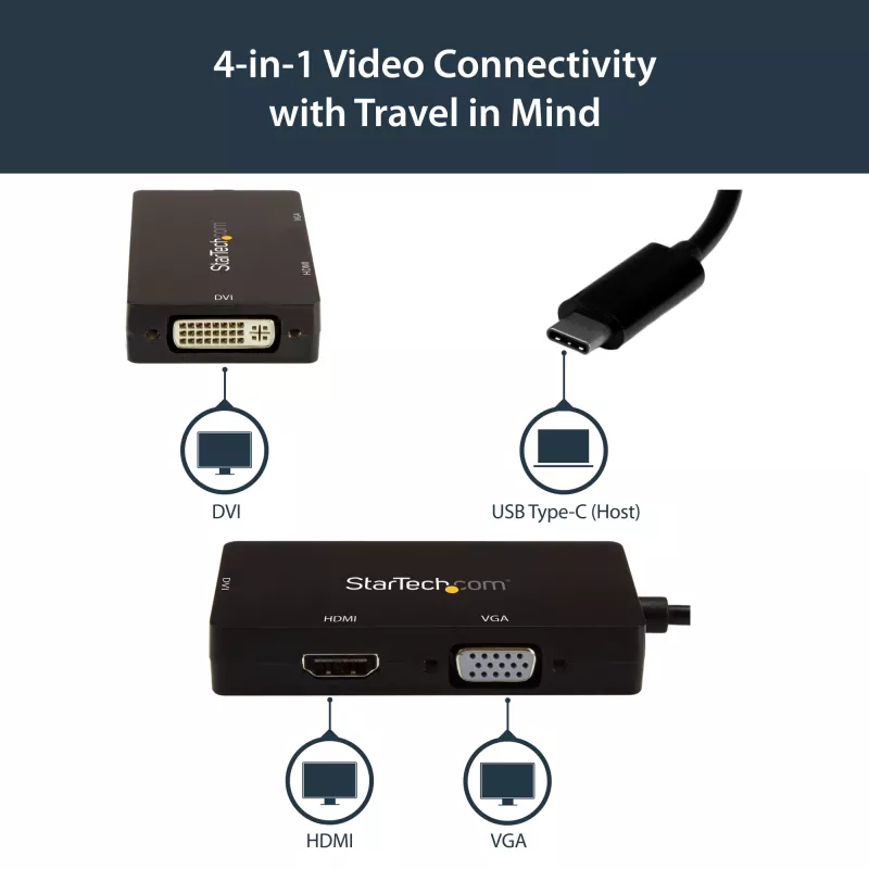 StarTech.com Adattatore video multiporta USB-C – 3-in-1 – 4K 30 Hz – nero