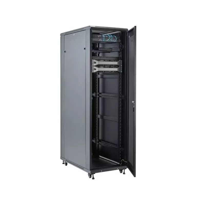 StarTech.com Armadio server 4 montanti 42U, armadio dati 19 pollici per montaggio apparecchiature computer / AV / IT, case armadio server con ruote, storage di rete industriale completo