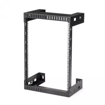 StarTech.com Rack di rete a parete 15U 19 pollici – Profondità 12 pollici, rack open frame a 2 montanti per sala server per dispositivi dati/AV/IT/computer/pannello patch con gabbie e viti, portata 90 kg, nero