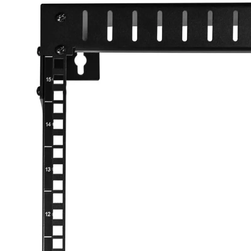 StarTech.com Rack di rete a parete 15U 19 pollici – Profondità 12 pollici, rack open frame a 2 montanti per sala server per dispositivi dati/AV/IT/computer/pannello patch con gabbie e viti, portata 90 kg, nero
