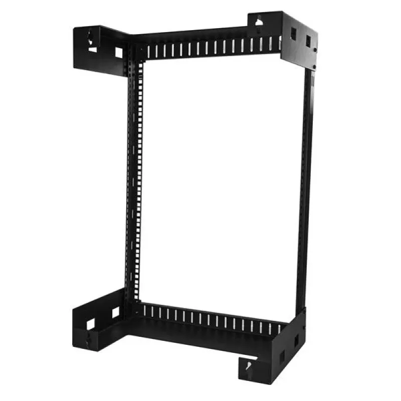 StarTech.com Rack di rete a parete 15U 19 pollici – Profondità 12 pollici, rack open frame a 2 montanti per sala server per dispositivi dati/AV/IT/computer/pannello patch con gabbie e viti, portata 90 kg, nero