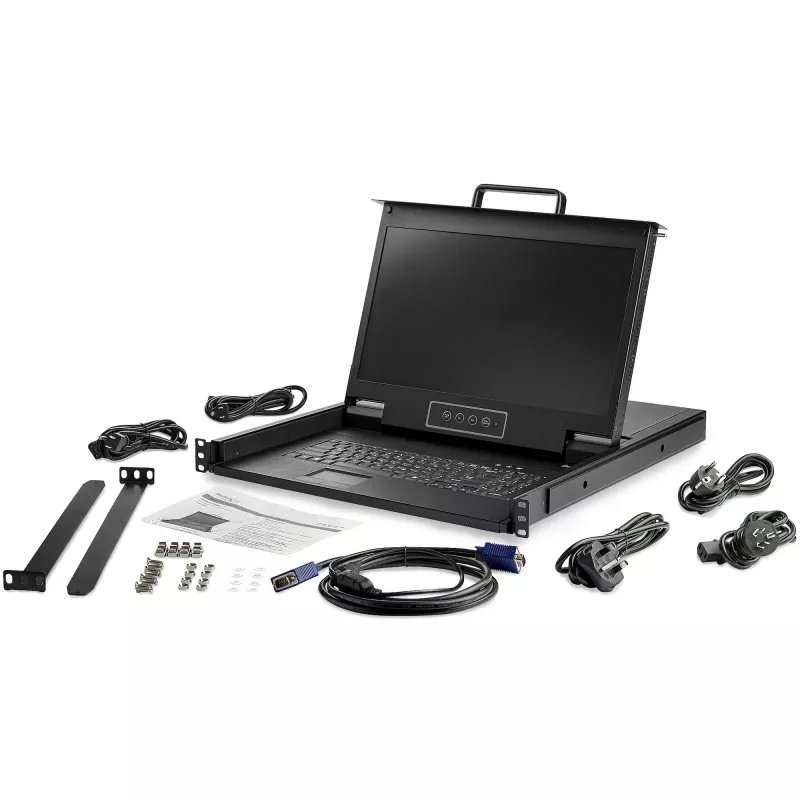 StarTech.com Console KVM rackmount HD 1080p - KVM VGA single port con monitor LCD da 17 pollici per rack server - Cassetto KVM LCD 1U completo con cavi e hardware - Supporto USB - 50.000 MTBF