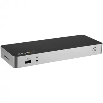 StarTech.com Dock USB-C – Doppio monitor HDMI e DisplayPort 4K 30 Hz – Docking station per laptop USB Type-C 60 W Power Delivery, SD, hub USB-A 3.0 a 4 porte, GbE, audio – compatibile Thunderbolt 3