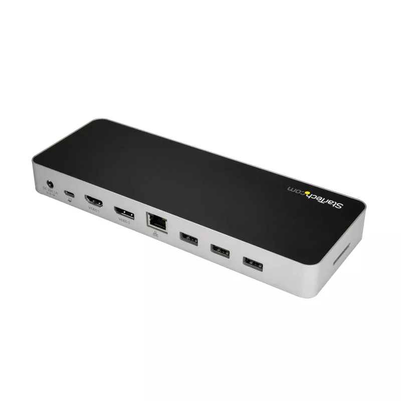 StarTech.com Dock USB-C – Doppio monitor HDMI e DisplayPort 4K 30 Hz – Docking station per laptop USB Type-C 60 W Power Delivery, SD, hub USB-A 3.0 a 4 porte, GbE, audio – compatibile Thunderbolt 3