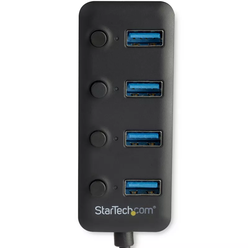 StarTech.com Hub USB 3.0 a 4 porte – USB-A a 4x USB 3.0 Type-A con interruttori on/off individuali per le porte – SuperSpeed 5 Gbit/s USB 3.1/3.2 Gen 1 – Alimentazione da bus USB – Portatile – Cavo fisso da 25 cm~Hub USB 3.0 a 4 porte – USB-A a 4x USB 3.0 Type-A con interruttori on/off individuali per le porte – SuperSpeed USB 3.2 Gen 1 (5 Gbit/s) – Alimentazione da bus USB – Portatile – 9,8″…