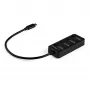StarTech.com Hub USB-C a 4 porte – USB-C a 4x porte USB 3.0 Type-A con interruttori on/off individuali – SuperSpeed 5 Gbit/s USB 3.1/3.2 Gen 1 – Alimentato da bus USB – Portatile – Cavo fisso da 25 cm