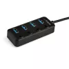 StarTech.com Hub USB-C a 4 porte – USB-C a 4x porte USB 3.0 Type-A con interruttori on/off individuali – SuperSpeed 5 Gbit/s USB 3.1/3.2 Gen 1 – Alimentato da bus USB – Portatile – Cavo fisso da 25 cm