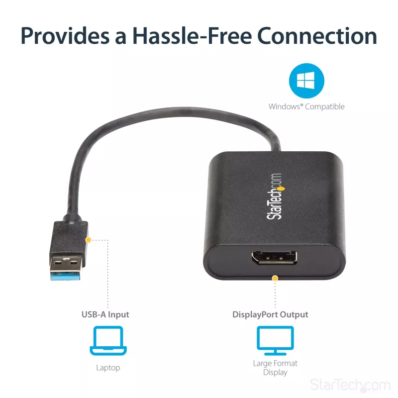 StarTech.com adattatore USB 3.0 a DisplayPort, convertitore USB DP per monitor per Windows, 4K (nessun supporto per macOS/ChromeOS/Linux) - TAA