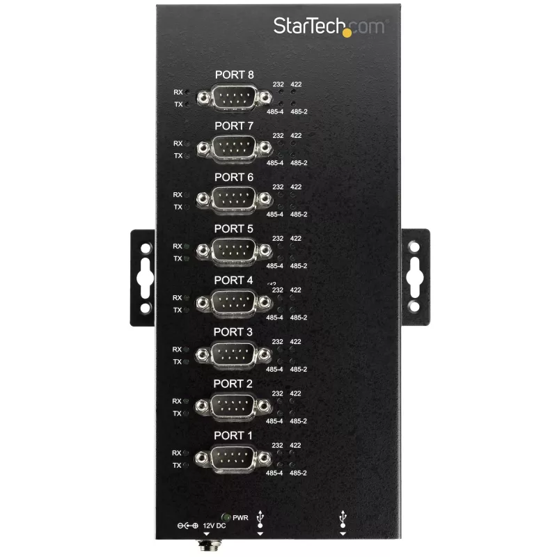 StarTech.com hub seriale a 8 porte adattatore USB a RS232/RS485/RS422 – hub convertitore seriale USB 2.0 a DB9 industriale – certificato IP30 – hub seriale in metallo montabile su guida DIN – protezione ESD 15 kV