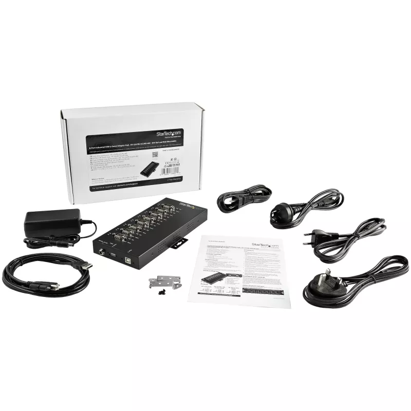 StarTech.com hub seriale a 8 porte adattatore USB a RS232/RS485/RS422 – hub convertitore seriale USB 2.0 a DB9 industriale – certificato IP30 – hub seriale in metallo montabile su guida DIN – protezione ESD 15 kV