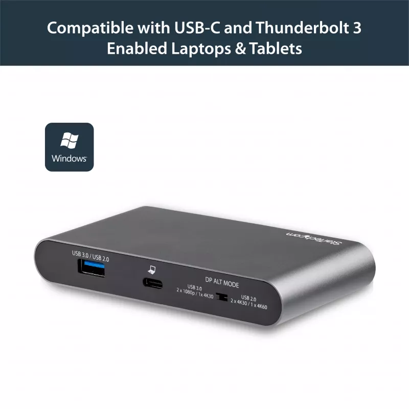 StarTech.com dock USB-C – docking station mini per laptop con DisplayPort doppio monitor 4K – Power Delivery passthrough 100 W – GbE, hub USB-A a 2 porte – adattatore multiporta USB Type-C – cavo 1 m
