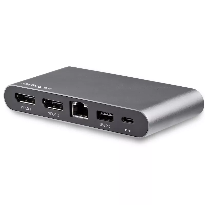StarTech.com dock USB-C – docking station mini per laptop con DisplayPort doppio monitor 4K – Power Delivery passthrough 100 W – GbE, hub USB-A a 2 porte – adattatore multiporta USB Type-C – cavo 1 m