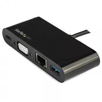 StarTech.com adattatore multiporta USB-C – mini dock USB-C con video VGA 1080p per un monitor – Power Delivery passthrough 60 W – USB 3.1 Gen 1 Type-A 5 Gbit/s, Gigabit Ethernet – docking station