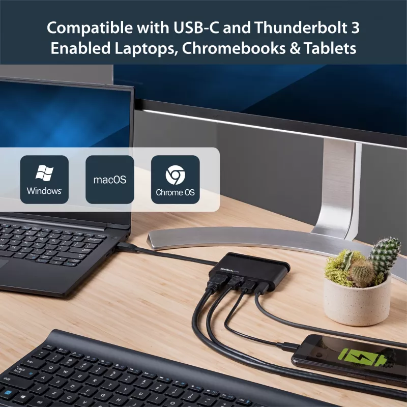StarTech.com adattatore multiporta USB-C - dock USB-C portatile con HDMI 4K - PD 3.0 passthrough 100W, 1x USB-A, 1x USB-C, GbE - dock da viaggio per laptop Thunderbolt 3 e USB Type-C - Mac e Windows