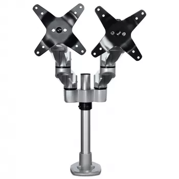 StarTech.com supporto da tavolo per due monitor – braccio monitor premium articolato – monitor VESA fino a 30 pollici – supporto monitor regolabile in altezza – girevole/inclinabile/orientabile – morsetto/passacavi da tavolo – argento
