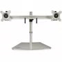 StarTech.com supporto doppio monitor – supporto da tavolo ergonomico freestanding per due monitor VESA da 24 pollici – regolabile in altezza in sincrono – montaggio su doppio palo monitor – argento