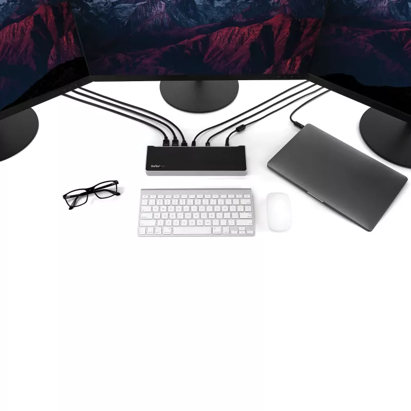 StarTech.com dock USB-C 4K, docking station per monitor triple UHD 4K, Mac e Windows, USB-C a HDMI e DisplayPort, Power Delivery 100W, hub 5x USB 5Gbit/s – TAA