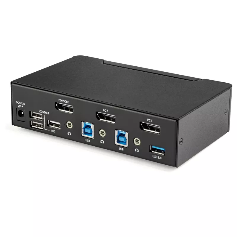 StarTech.com switch KVM DisplayPort a 2 porte - 4K 60Hz - singolo schermo - switch KVM DP 1.2 UHD dual-port USB con hub USB 3.0 integrato e audio - Dell HP Apple Lenovo - conforme TAA