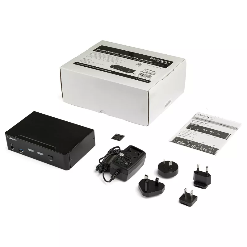 StarTech.com switch KVM DisplayPort a 2 porte - 4K 60Hz - singolo schermo - switch KVM DP 1.2 UHD dual-port USB con hub USB 3.0 integrato e audio - Dell HP Apple Lenovo - conforme TAA