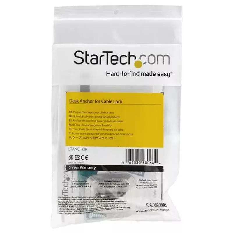 StarTech.com ancoraggio cavo di sicurezza per laptop – lega di zinco, ancoraggio, argento, 1 pz., acciaio, 44 mm, 45,8 mm