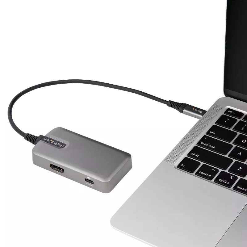 StarTech.com adattatore multiporta USB-C – USB-C a HDMI 2.0 4K 60Hz, Power Delivery passthrough 100 W – hub USB a 3 porte 10 Gbit/s – mini docking station USB Type-C portatile – cavo 25 cm