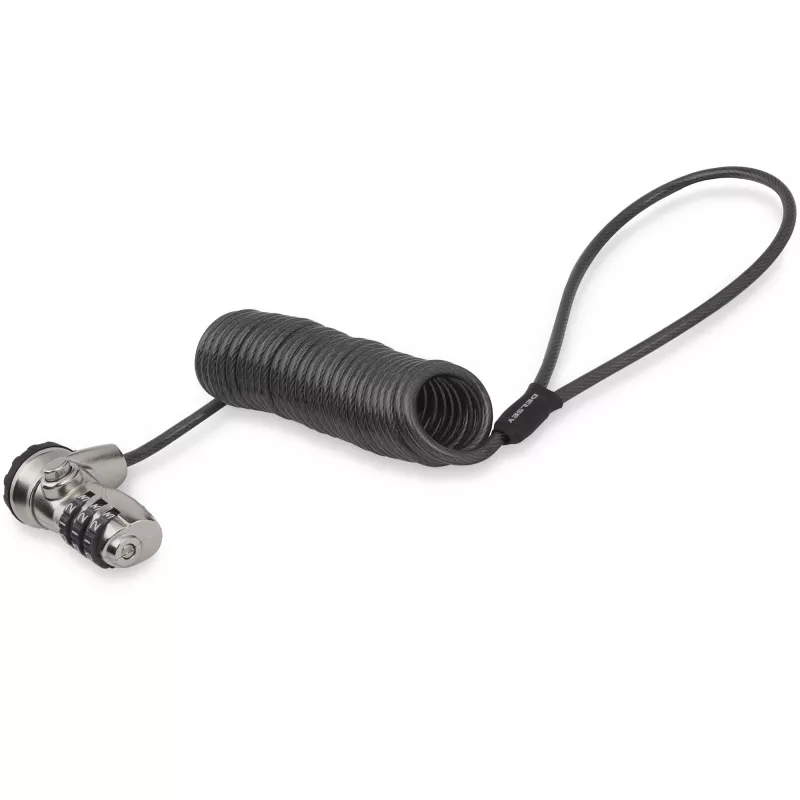 StarTech.com cavo di sicurezza per laptop autoavvolgente 1,8m – cavo di sicurezza con combinazione a 3 cifre portatile per laptop/computer/desktop/dispositivo K-Slot – cavo di sicurezza in acciaio antifurto avvolgibile