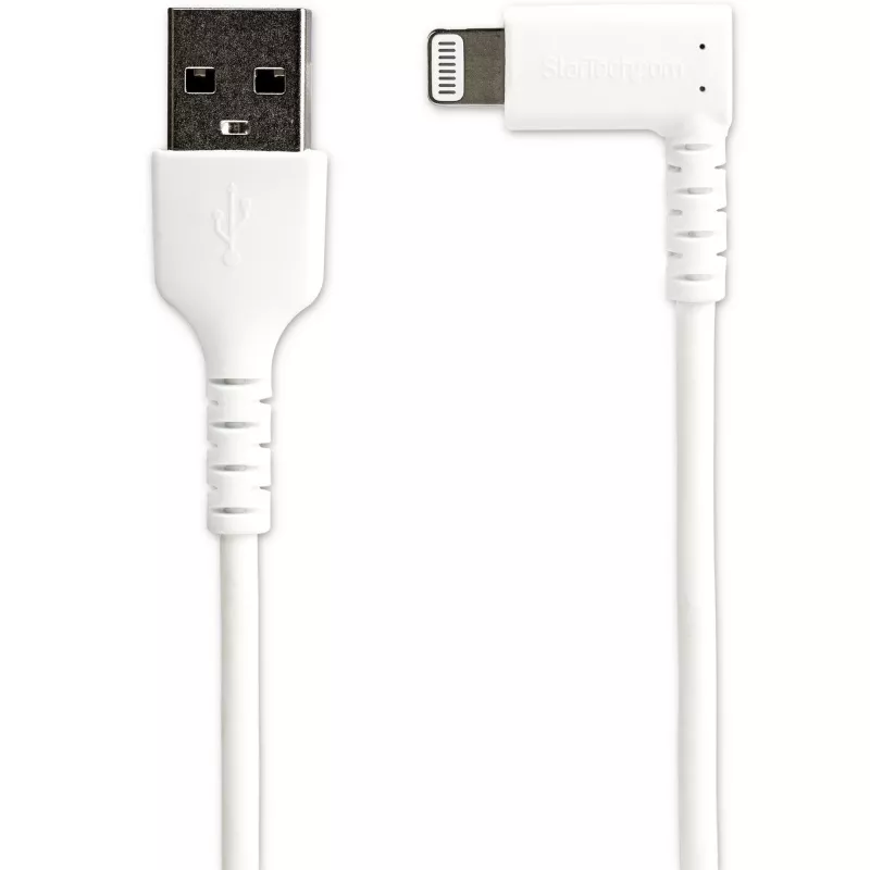 StarTech.com cavo USB-A a Lightning robusto 1 m – bianco angolare 90° resistente fibra aramidica cavo di ricarica/sincronizzazione USB Type-A a Lightning – certificato Apple MFi – iPhone