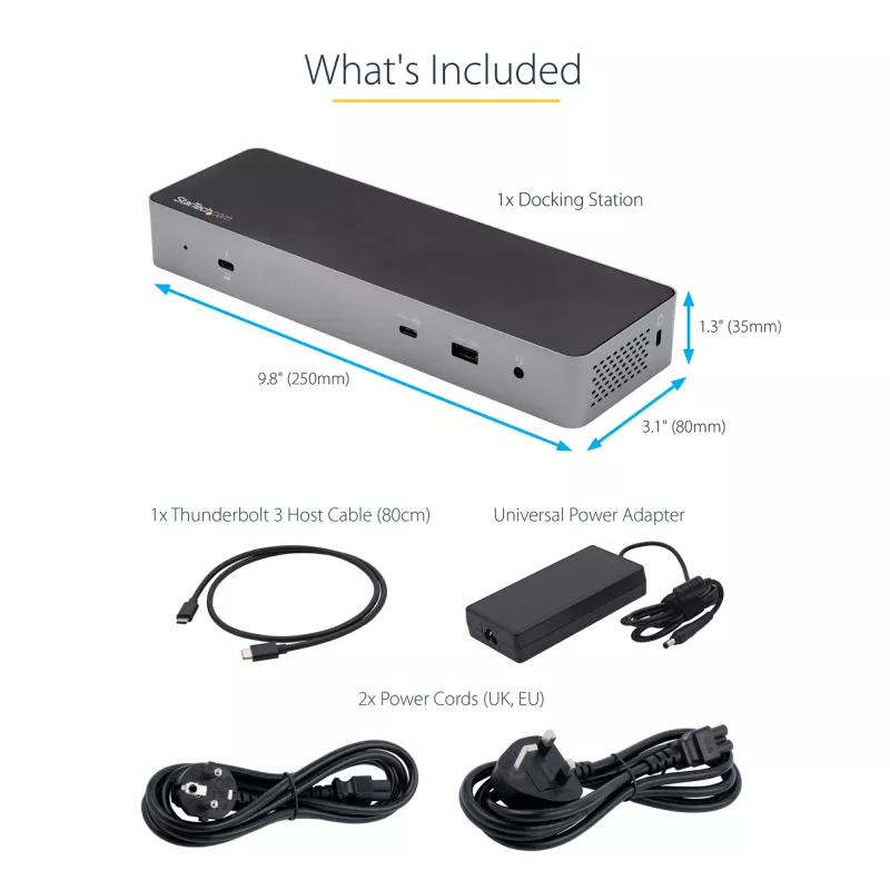 StarTech.com docking station USB C per Macbook Pro/Air-M1/M2/M3/M4, compatibile Thunderbolt, HDMI/DisplayPort, doppio 4K 60Hz/singolo 8K, dock laptop USB Type-C, Power Delivery 96W, USB 10Gbps