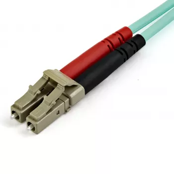 StarTech.com Cavo in fibra ottica multimodale OM3 LC/UPC a LC/UPC da 15 m (50 ft), full duplex, cavo in fibra zipcord 50/125 µm, 100G, bassa attenuazione di inserzione, cavo jumper in fibra LSZH