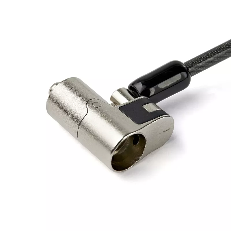 StarTech.com Lucchetto universale 3-in-1 per cavo laptop da 2 m – Lucchetto di sicurezza a chiave per laptop/desktop, compatibile con slot K, Nano e Wedge – Cavo di sicurezza in acciaio antifurto con chiavi