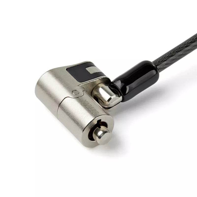 StarTech.com Lucchetto universale 3-in-1 per cavo laptop da 2 m – Lucchetto di sicurezza a chiave per laptop/desktop, compatibile con slot K, Nano e Wedge – Cavo di sicurezza in acciaio antifurto con chiavi