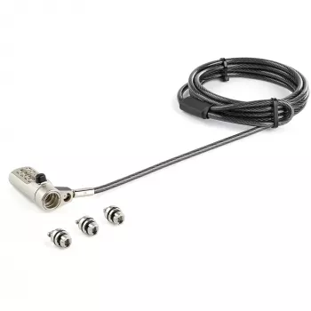 StarTech.com Lucchetto universale 3-in-1 per cavo laptop da 6,5' (2 m) - Lucchetto di sicurezza a combinazione a 4 cifre per laptop/desktop compatibile con slot K, Nano e Wedge - Cavo in acciaio antifurto