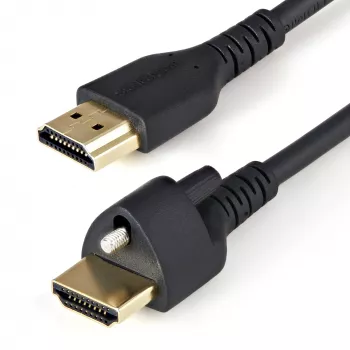 StarTech.com Cavo HDMI da 0,9 m (3 ft) con vite di fissaggio – 4K 60Hz HDR – Cavo monitor HDMI 2.0 High Speed con connettore a vite di fissaggio per una connessione sicura – Cavo HDMI con Ethernet – M/M