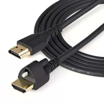 StarTech.com Cavo HDMI da 0,9 m (3 ft) con vite di fissaggio – 4K 60Hz HDR – Cavo monitor HDMI 2.0 High Speed con connettore a vite di fissaggio per una connessione sicura – Cavo HDMI con Ethernet – M/M