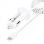 StarTech.com Caricabatterie da auto Lightning con cavo a spirale, cavo a spirale Lightning da 1 m, 12 W, bianco, adattatore caricabatterie da auto USB a 2 porte per telefoni e tablet, caricabatterie da auto iPhone dual-USB