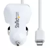 StarTech.com Caricabatterie da auto Lightning con cavo a spirale, cavo a spirale Lightning da 1 m, 12 W, bianco, adattatore caricabatterie da auto USB a 2 porte per telefoni e tablet, caricabatterie da auto iPhone dual-USB