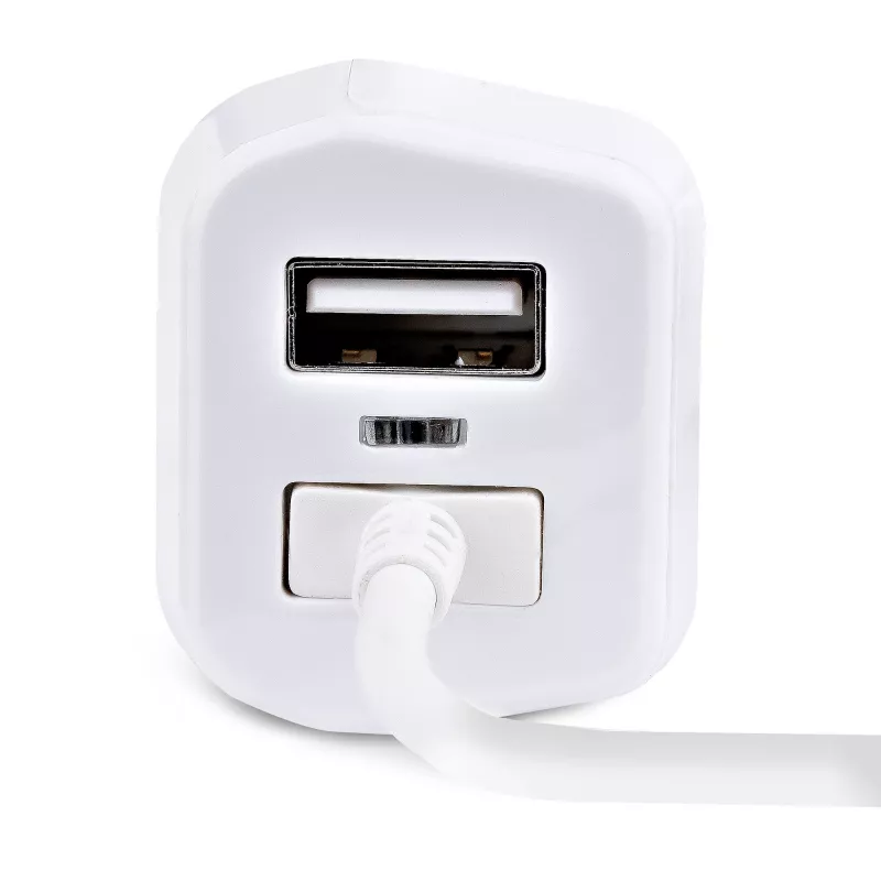 StarTech.com Caricabatterie da auto Lightning con cavo a spirale, cavo a spirale Lightning da 1 m, 12 W, bianco, adattatore caricabatterie da auto USB a 2 porte per telefoni e tablet, caricabatterie da auto iPhone dual-USB